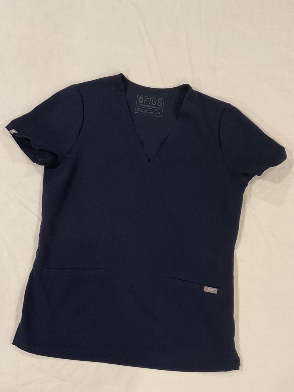 Figs Navy V-Neck Medical Scrub Top